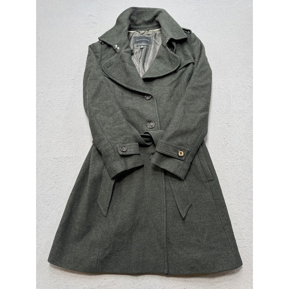 Banana Republic Trench Coat Women's Small Gray Italian Fabric Belted Tailored